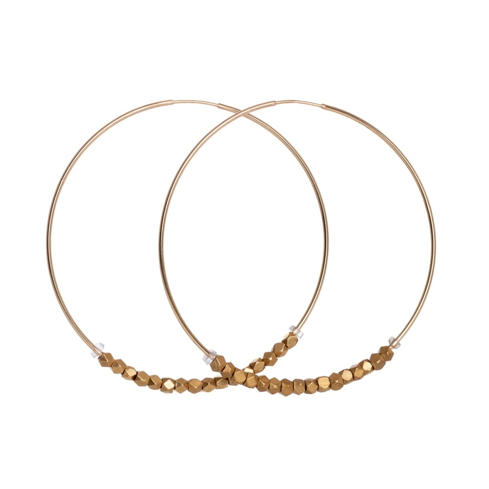 Gold Beaded Hoops